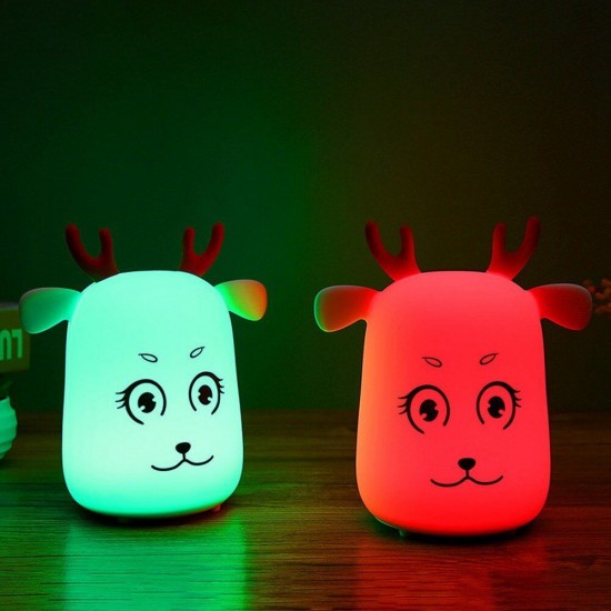 Novel Cute LED Rechargeable Silicone Deer Night Light Tap Control Bedroom Home Decor Lamp Kids Gift Novel Cute LED Rechargeable Silicone Deer Night Light Tap Control Bedroom Home Decor Lamp Kids Gift