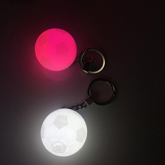 Portable Football Light 3D Printing Keychain Colorful LED Night Lamp Creative Battery Powered Bag Decor