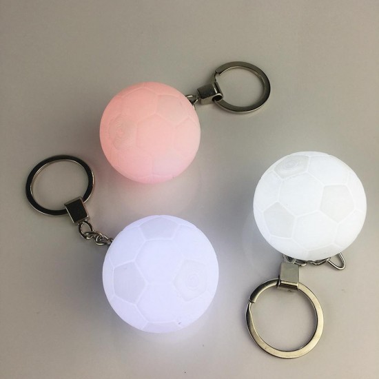 Portable Football Light 3D Printing Keychain Colorful LED Night Lamp Creative Battery Powered Bag Decor