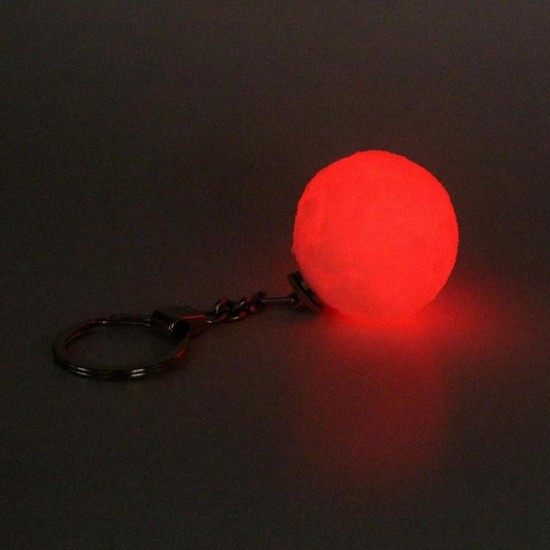 Portable Moon Light 3D Printing Keychain Colorful LED Night Lamp Creative Battery Powered Bag Decor