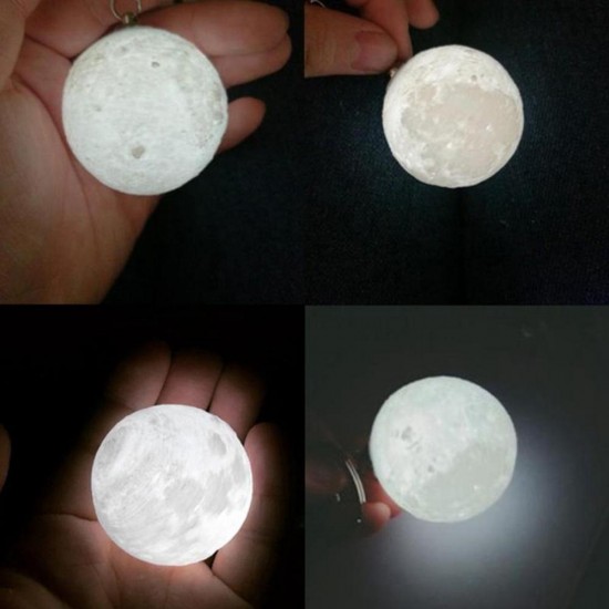 Portable Moon Light 3D Printing Keychain Colorful LED Night Lamp Creative Battery Powered Bag Decor Portable Moon Light 3D Printing Keychain Colorful LED Night Lamp Creative Battery Powered Bag Decor