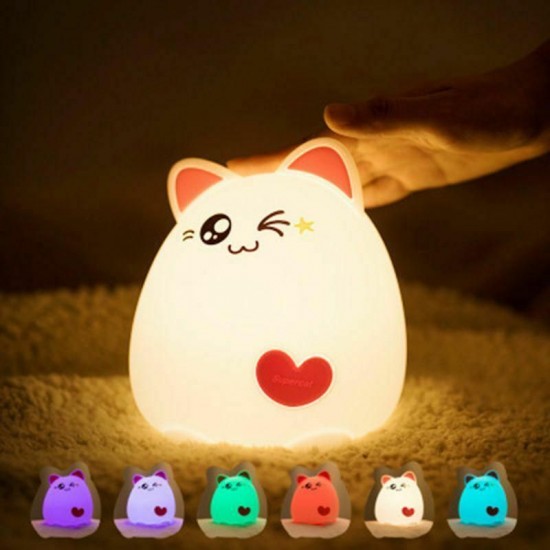 RGB Cat Silicone LED Touch Sensor Light Cute Cartoon Night Lamp Children Bedroom RGB Cat Silicone LED Touch Sensor Light Cute Cartoon Night Lamp Children Bedroom