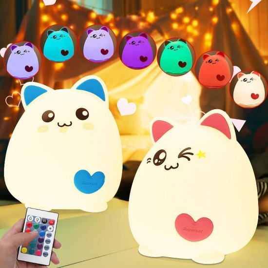 RGB Cat Silicone LED Touch Sensor Light Cute Cartoon Night Lamp Children Bedroom RGB Cat Silicone LED Touch Sensor Light Cute Cartoon Night Lamp Children Bedroom