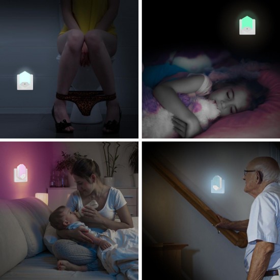RGB LED Night Light Plug in Wall Dusk to Dawn Sensor Remote Control Stair Cabinet Lamp RGB LED Night Light Plug in Wall Dusk to Dawn Sensor Remote Control Stair Cabinet Lamp