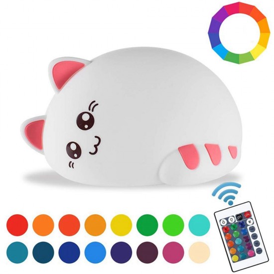 RGB USB Rechargeable LED Kid Children Cat Night Light Lamp Nursery Baby Bedroom RGB USB Rechargeable LED Kid Children Cat Night Light Lamp Nursery Baby Bedroom