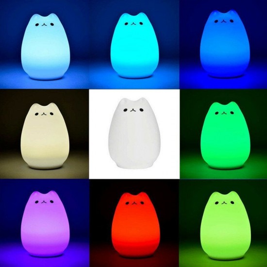 Rechargeable Color Changeable Silicone LED Sensitive Tap Control Night Light for Home