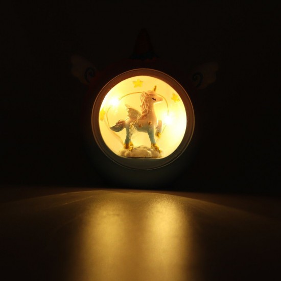 Resin Cartoon Horse Night Light Baby Study Bedroom Lamp Bedside Table Decor Gift
