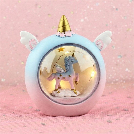 Resin Cartoon Horse Night Light Baby Study Bedroom Lamp Bedside Table Decor Gift