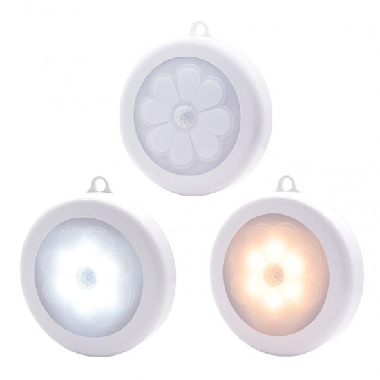 Round Motion Sensor Night Light Infrared Detector Cabinet Stair Lamp