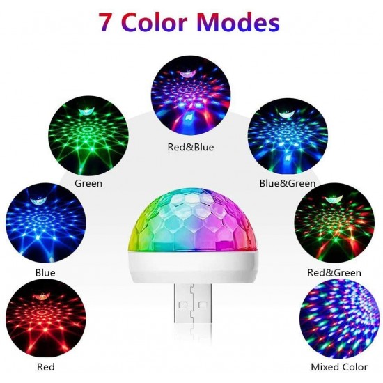 Sound Activated USB Mini Disco Light ReKeen USB Party Light DJ LED Lamps for Home Room Party Birthday DJ Bar Karaoke Xmas Wedding Show