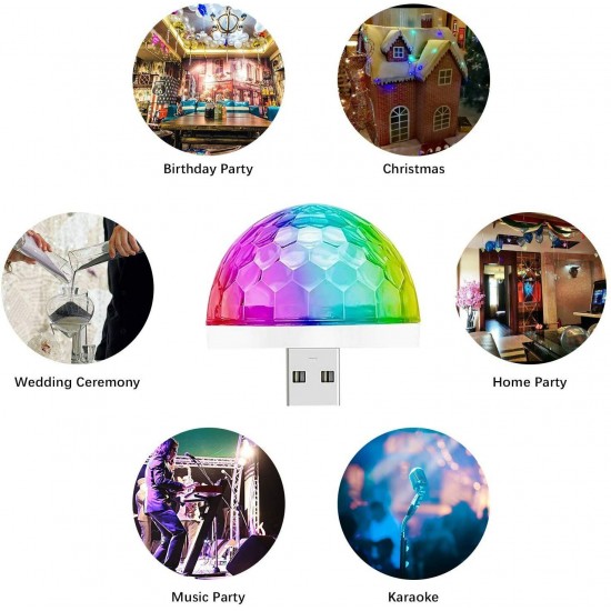 Sound Activated USB Mini Disco Light ReKeen USB Party Light DJ LED Lamps for Home Room Party Birthday DJ Bar Karaoke Xmas Wedding Show