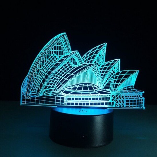 Sydney Opera House 3D Night Light 7 Color LED Touch Switch Table Lamp Xmas Gift Decor