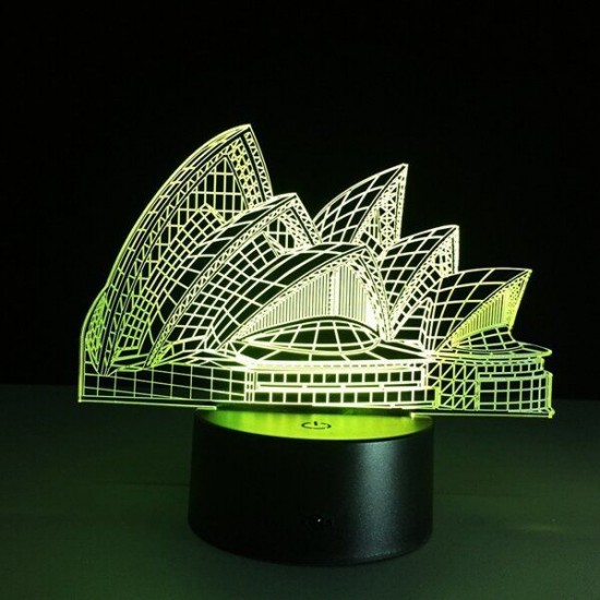 Sydney Opera House 3D Night Light 7 Color LED Touch Switch Table Lamp Xmas Gift Decor