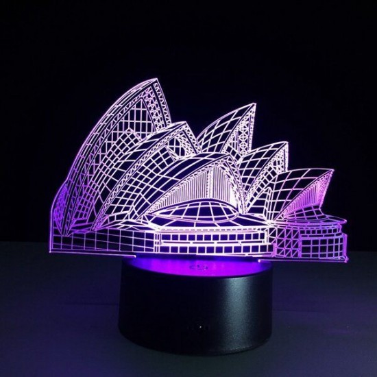 Sydney Opera House 3D Night Light 7 Color LED Touch Switch Table Lamp Xmas Gift Decor