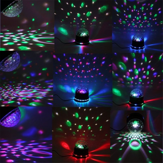 US Plug Remote Sound Activated Control LED Crystal Magic Ball Light Party KTV
