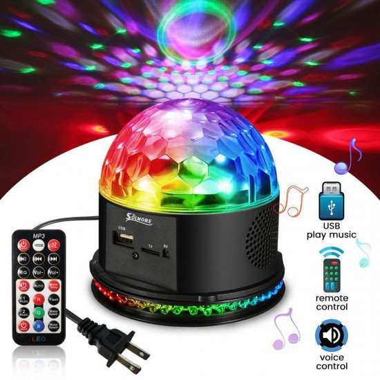 US Plug Remote Sound Activated Control LED Crystal Magic Ball Light Party KTV