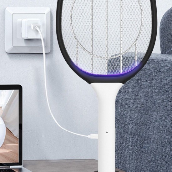 USB Rechargeable Electric Mosquito Flying Swatter Bug Zapper Killer Multifunctional Pest Remover Tool 2In1 Mosquito Killing Lamp