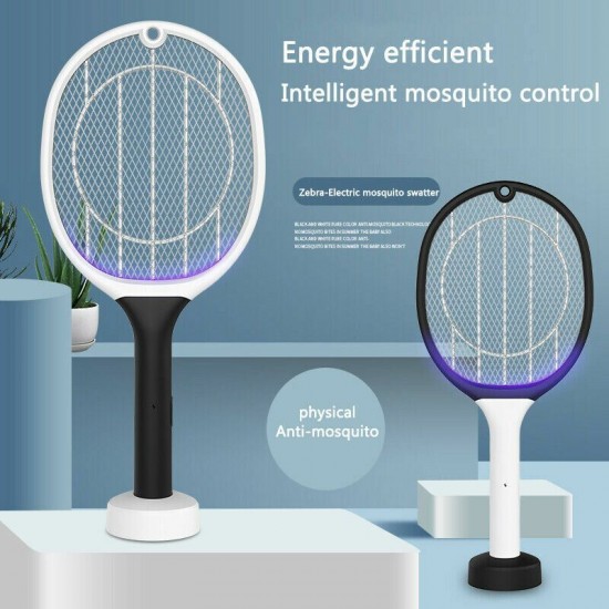 USB Rechargeable Electric Mosquito Flying Swatter Bug Zapper Killer Multifunctional Pest Remover Tool 2In1 Mosquito Killing Lamp