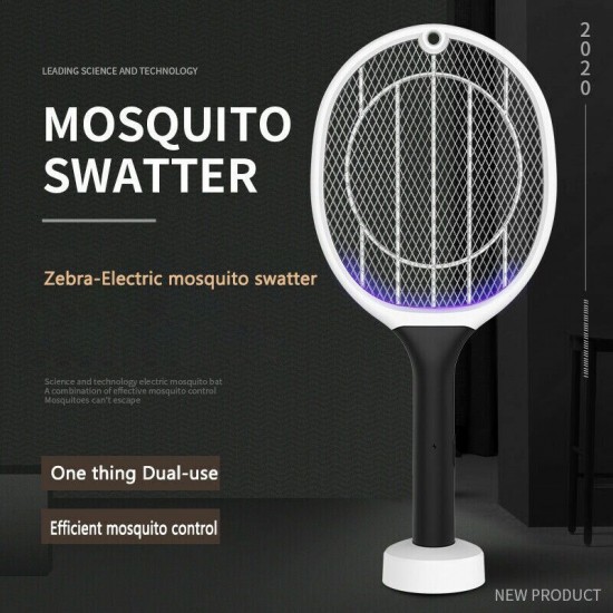 USB Rechargeable Electric Mosquito Flying Swatter Bug Zapper Killer Multifunctional Pest Remover Tool 2In1 Mosquito Killing Lamp