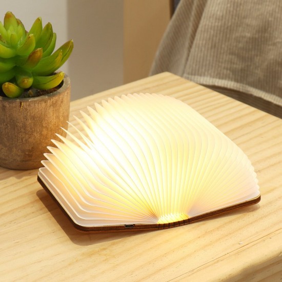 USB Rechargeable Wooden Folding LED Night Creative Flip Book Light Magnetic Table Lamp