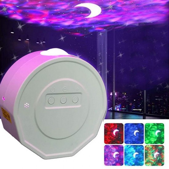 USB Voice Control LED Star Projector Night Light Ocean Wave Galaxy Projection Lamp