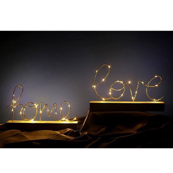 Wood Mini LED Night Light Home Love Desktop Letter Lamp Home Party Decor