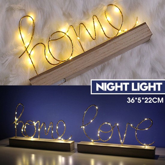 Wood Mini LED Night Light Home Love Desktop Letter Lamp Home Party Decor Wood Mini LED Night Light Home Love Desktop Letter Lamp Home Party Decor