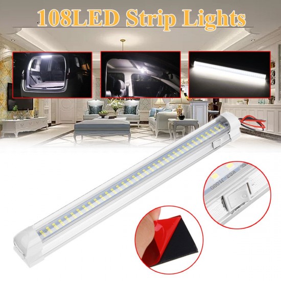 108 LED Car Interior Strip Lights Independent Switch Caravan Truck Camper Lamp 12V-80V