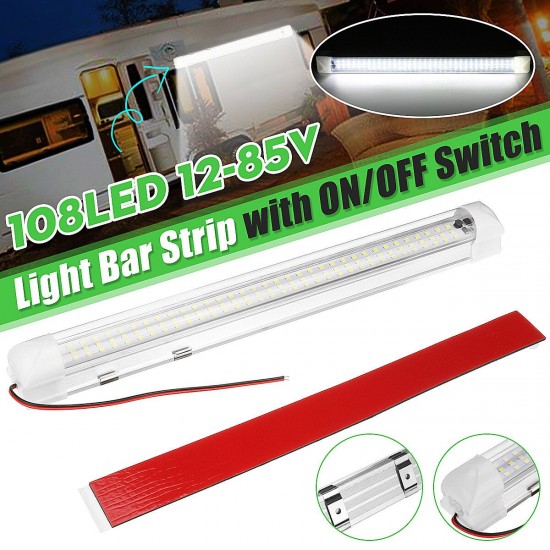 12V 108LED Interior Rigid Strip Light Bar ON/OFF Switch Car Caravan Camper Truck Boat 12V 108LED Interior Rigid Strip Light Bar ON/OFF Switch Car Caravan Camper Truck Boat