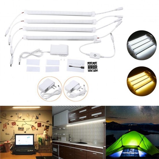 4PCS 30CM 30W SMD5630 Milky White Cover Double Row LED Rigid Strip Light Cabinet Lamp AC110-240V