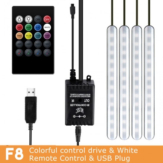 DC12V 10W Car Atmosphere Light USB Colorful Music Voice Control LED Rigid Strip Lamp + Remote Control