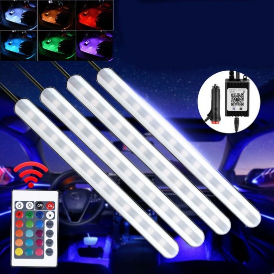 DC12V 10W Car Atmosphere Light USB Colorful Music Voice Control LED Rigid Strip Lamp + Remote Control