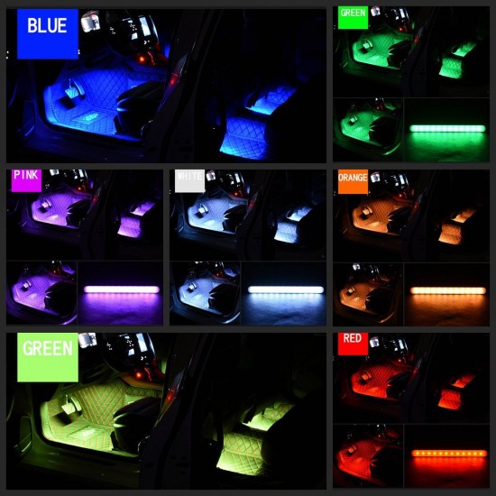 DC12V 10W Car Atmosphere Light USB Colorful Music Voice Control LED Rigid Strip Lamp + Remote Control