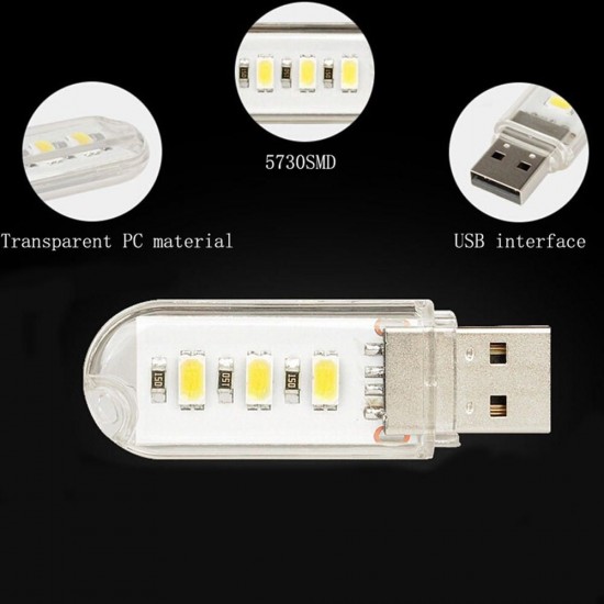 DC5V U Shape SMD5730 3W USB LED Rigid Strip Night Light for Reading Camping