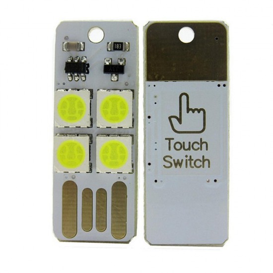 DC5V White USB Finger Touch Adjust Brightness 4LED Rigid Strip Light Power Bank Book Night Lamp