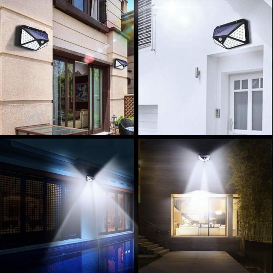 100 LED Solar Powered PIR Motion Sensor Street Wall Light Outdoor Security Lamp