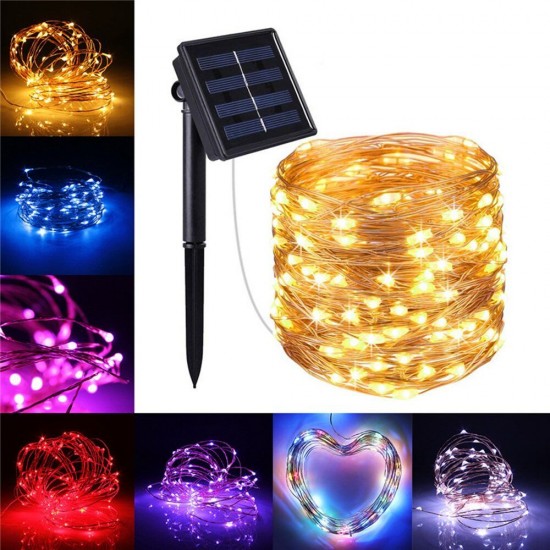 10M 100LED Solar Powered 2 Modes Fairy String Light Party Christmas Lamp Outdoor Garden Christmas Tree Decorations Lights