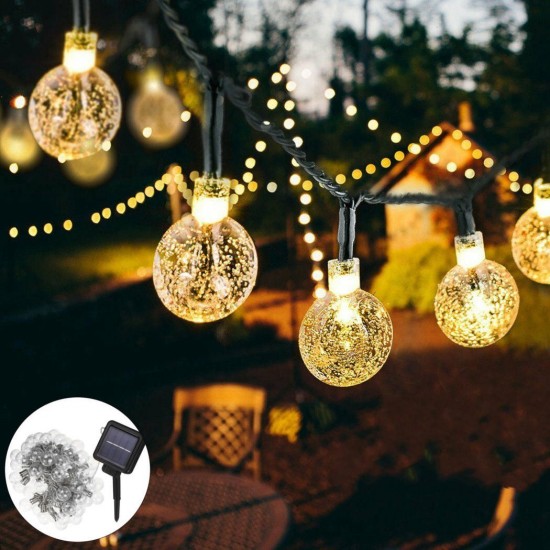 10M 2 Modes 80LED Bubble Ball Solar Fairy String Light Outdoor Indoor Garden Party Lamp Christmas Tree Decorations Lights