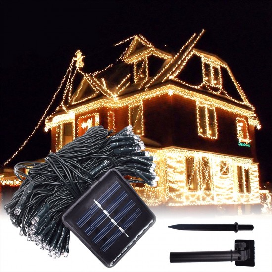 12M 100LED Solar Powered Fairy String Light Christmas Holiday Party Outdoor Garden Decor