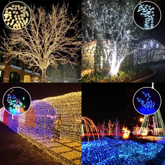 12M 100LED Solar Powered Fairy String Light Christmas Holiday Party Outdoor Garden Decor