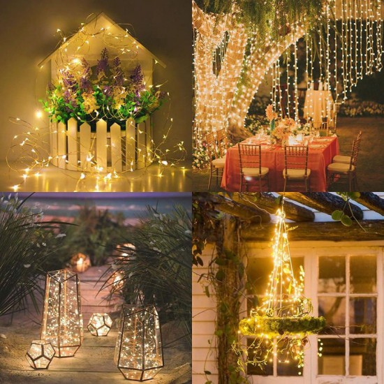 12M 22M Remote Control LED Solar String Light 8 Modes IP65 Waterproof Christmas Holiday Lamp Decor