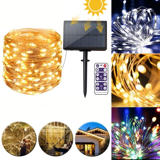 12M 22M Remote Control LED Solar String Light 8 Modes IP65 Waterproof Christmas Holiday Lamp Decor