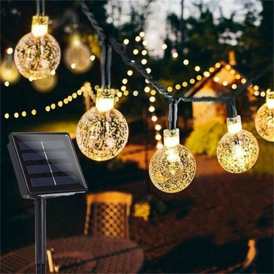 12M 8 Modes 100LED Solar String Light Crystal Ball Fairy Lamp Wedding Holiday Home Party Christmas Tree Decoraions Lights