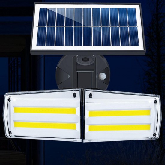 12W Adjustable Dual Head 80 COB Solar Wall Light Outdoor LED Radar Sensor Waterproof Security Landscape Lamp