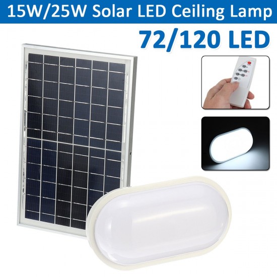 15W/25W Solar LED Ceiling Lamp Soft Light Effect Oval Bulb Waterproof Garage 2