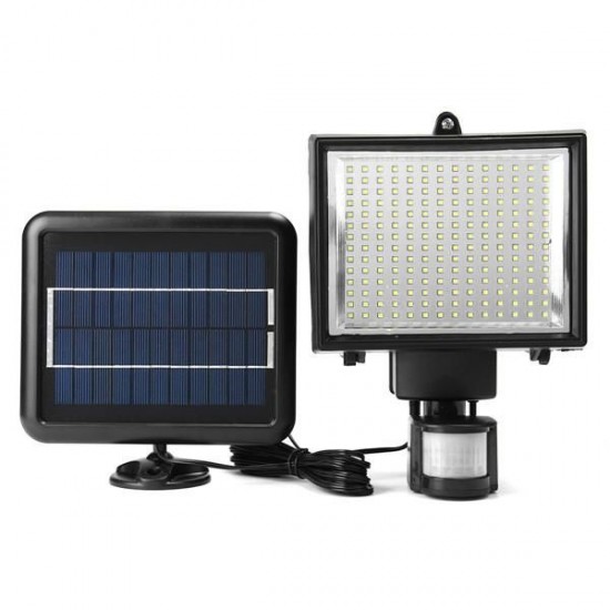 196 LED Solar Powered PIR Motion Sensor Wall Light Outdoor Garden Light Control Security Flood Lamp