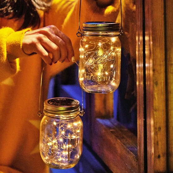 1M 2M LED Solar Powered String Light Mason Jar Lid Cover Outdoor Fairy Lamp
