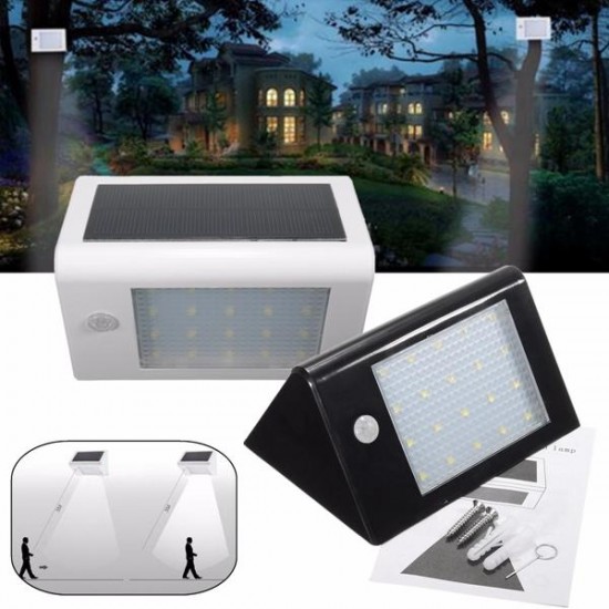 20 LED Solar Powerd Motion Sensor Wall Light Outdoor Garden Path Landscape Lamp