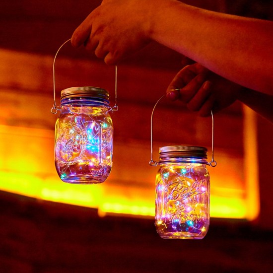 20 LED Solar String Light Mason Jar Lamp Hanging Outdoor Garden Decor Waterproof