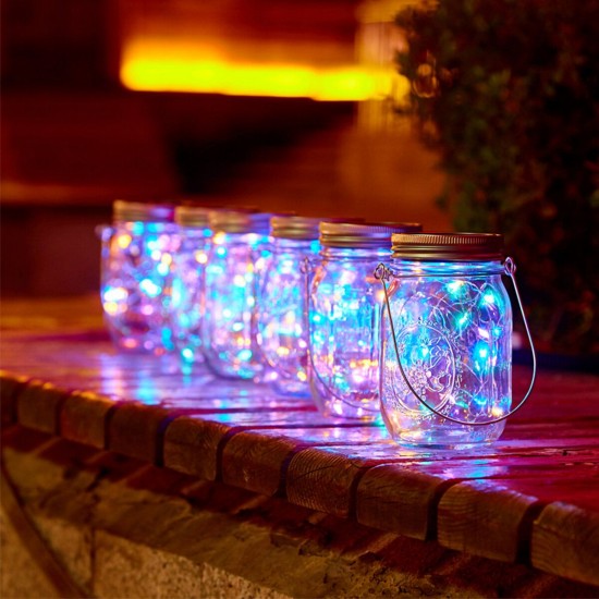 20 LED Solar String Light Mason Jar Lamp Hanging Outdoor Garden Decor Waterproof